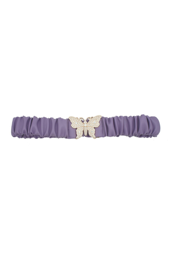 Rhinestone Butterfly Belt with Ruched Elastic Back