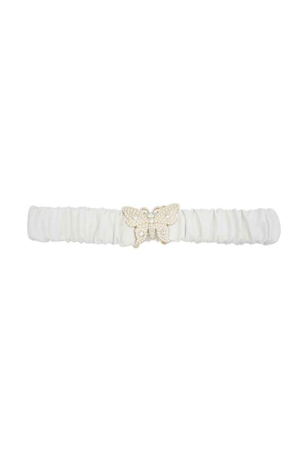 Rhinestone Butterfly Belt with Ruched Elastic Back