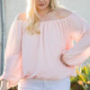 Off-Shoulder Bubble Sleeve Top – Rose (Plus Size)