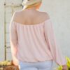 Off-Shoulder Bubble Sleeve Top – Rose (Plus Size)