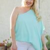 One-Shoulder Unbalance Top – Mint (Plus Size)