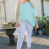 One-Shoulder Unbalance Top – Mint (Plus Size)