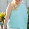 One-Shoulder Unbalance Top – Mint (Plus Size)