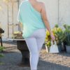 One-Shoulder Unbalance Top – Mint (Plus Size)