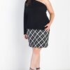 Plus-Size Ribbed One-Shoulder Top – Black