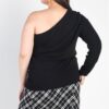 Plus-Size Ribbed One-Shoulder Top – Black