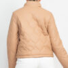 Mock Neck Quilted Jacket – Taupe Faux Leather