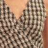 V-Neck Plaid Woven Vest with Fringe – Sand Black