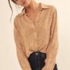 Floral-Print Collared Shirt – Oversized Caramel