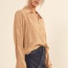 Floral-Print Collared Shirt – Oversized Caramel