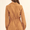 Woven Corduroy Romper with Lapel Collar – Taupe