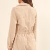 Woven Corduroy Romper with Lapel Collar – Cream