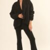 Solid Woven Jacket – Shawl Collar, Black