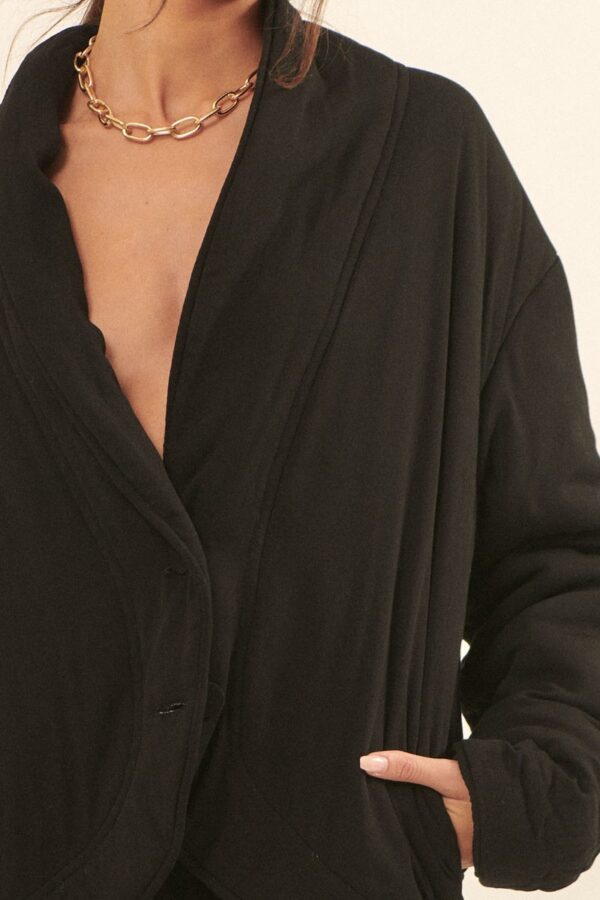 Solid Woven Jacket – Shawl Collar, Black