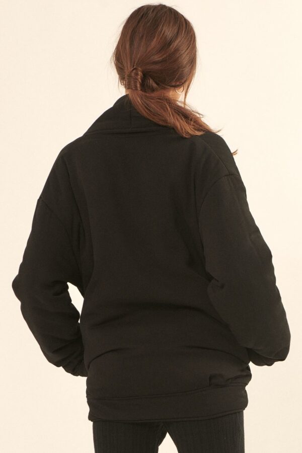 Solid Woven Jacket – Shawl Collar, Black