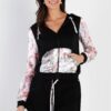 Colorblock Zip-Up Hooded Top & Shorts – Black/Multi