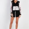 Colorblock Zip-Up Hooded Top & Shorts – Black/Multi
