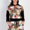 Satin-Effect Animal Print Hooded Top & Shorts – Black/Ivory