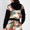 Satin-Effect Animal Print Hooded Top & Shorts – Black/Ivory