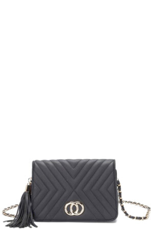 Tassel Crossbody Bag with Double Metal Stitching