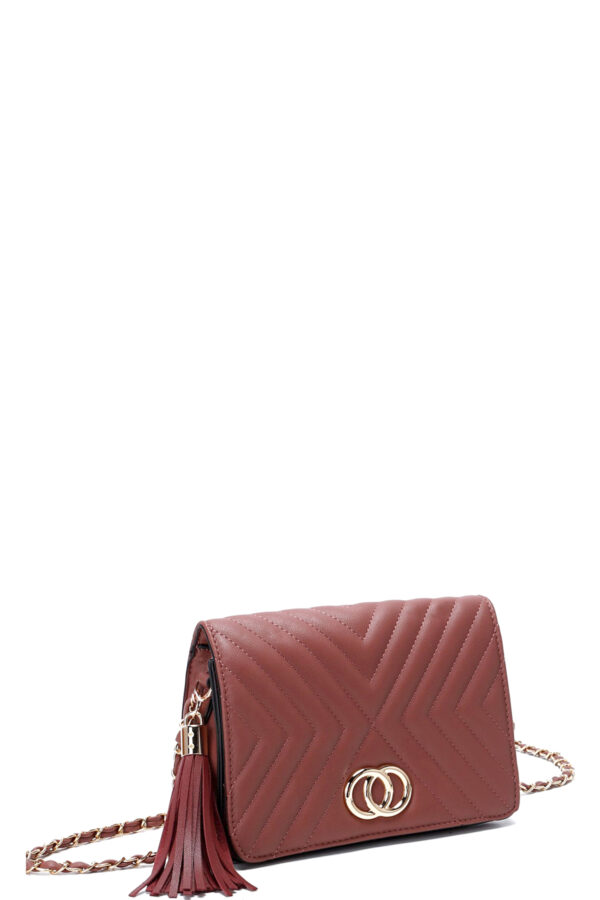 Tassel Crossbody Bag with Double Metal Stitching