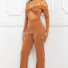 Open-Shoulder Cutout Jumpsuit – Cinnamon