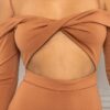 Open-Shoulder Cutout Jumpsuit – Cinnamon