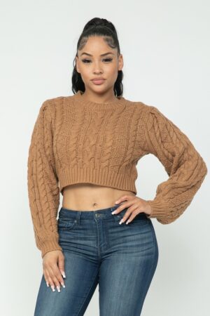 Cable Pullover Top – Mocha Cable Knit