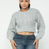 Cable Pullover Top – Cable Knit in Heather Grey