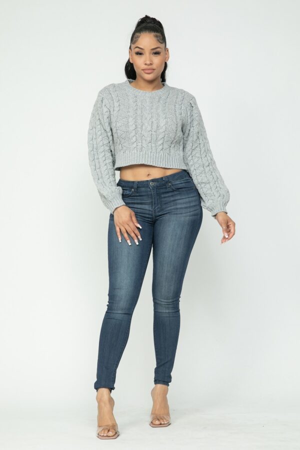 Cable Pullover Top – Cable Knit in Heather Grey