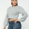 Cable Pullover Top – Cable Knit in Heather Grey