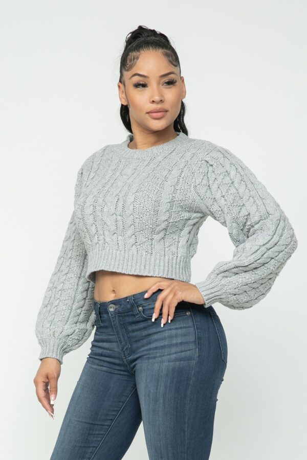 Cable Pullover Top – Cable Knit in Heather Grey