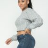 Cable Pullover Top – Cable Knit in Heather Grey