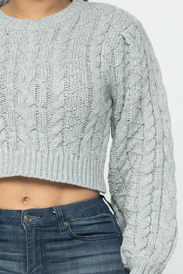 Cable Pullover Top – Cable Knit in Heather Grey
