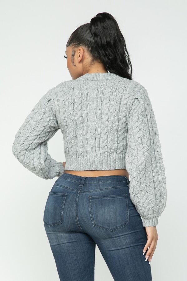 Cable Pullover Top – Cable Knit in Heather Grey