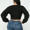 Cable Knit Pullover Top – Textured Cable Detail, Black