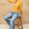 Mock Neck Knit Top with Side Ruching – Mango
