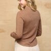 Soft Knit Mock Neck Top with Side Ruching – Red Bean