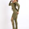 Cutout Ribbed Set – Olive Green Two-Piece