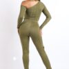 Cutout Ribbed Set – Olive Green Two-Piece