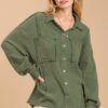 Mineral Wash Button-Down Top with High-Low Hem – Seaweed