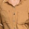 Mineral Wash Button-Down Top with High-Low Hem – Camel
