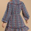 Button-Down Floral Dress with Crochet Trim – Navy