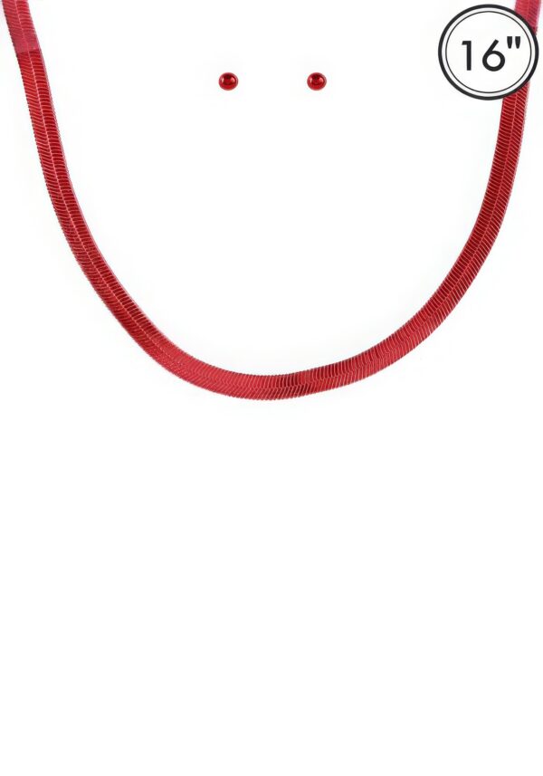 Aluminum-Coated Herringbone Necklace Set – Bold Colors