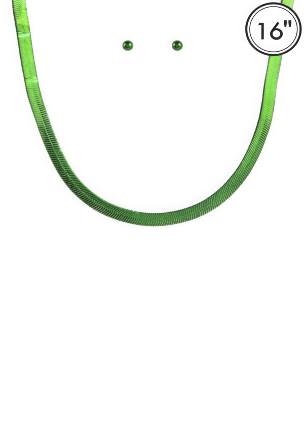Aluminum-Coated Herringbone Necklace Set – Bold Colors
