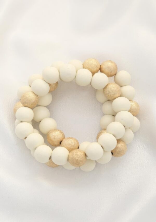 Metal Wood Bead Bracelet – Mixed Metal & Natural Wood