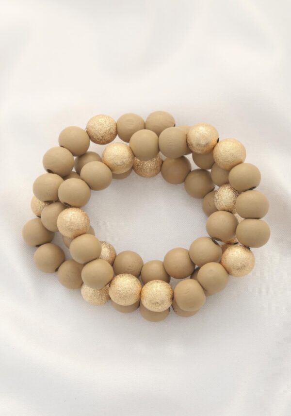 Metal Wood Bead Bracelet – Mixed Metal & Natural Wood