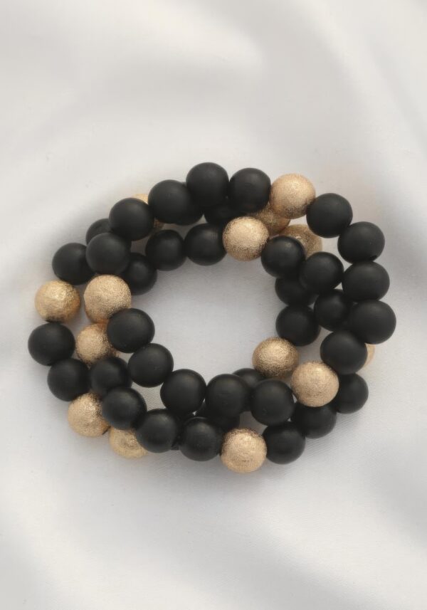 Metal Wood Bead Bracelet – Mixed Metal & Natural Wood