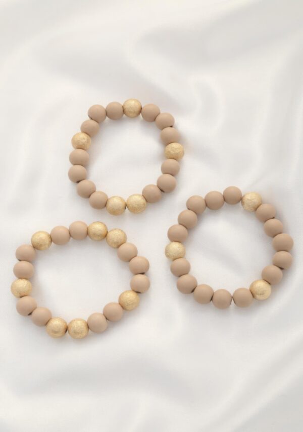 Metal Wood Bead Bracelet – Mixed Metal & Natural Wood