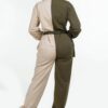 Oversized Long-Sleeve Shirt Jumpsuit with Belt – Olive